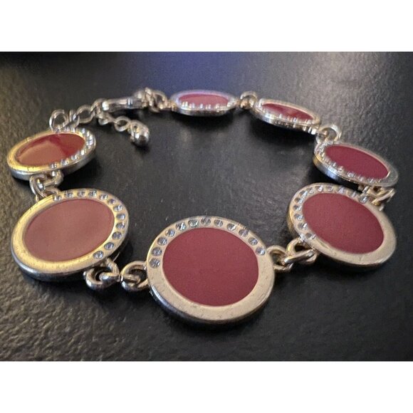 Very Pretty Charming Charlie Red and Gold Bracelet with Faux Diamond Accents 8-9 - Picture 2 of 5